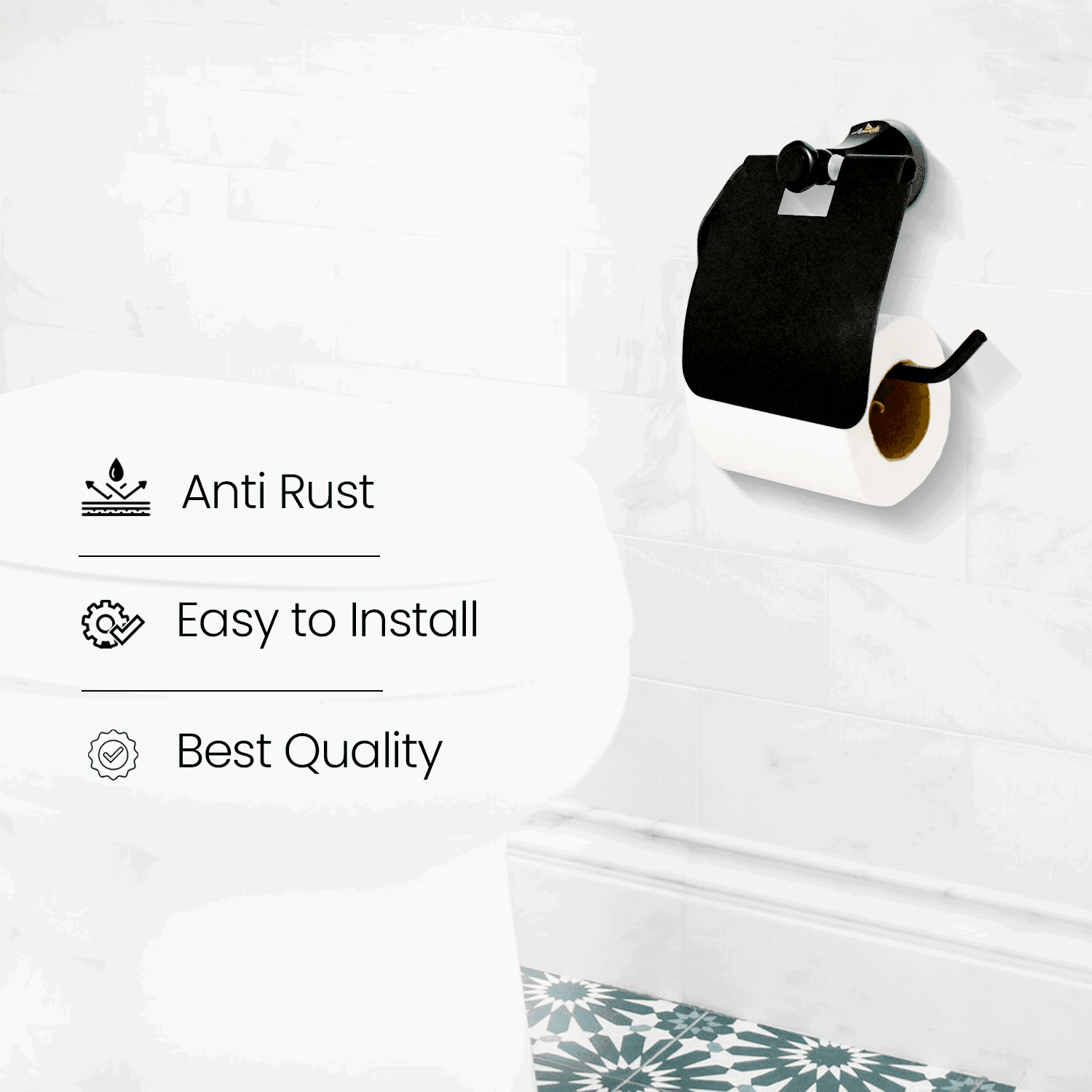 Black Toilet Paper Holder - FLORIS Series | Modern, Durable & Stylish - D&B Bathware