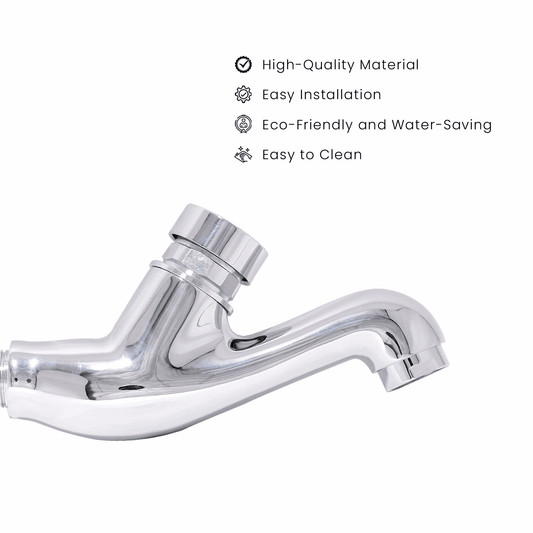 Brass Push Button Bib Cock with Auto-Close Function & Wall Flange System Faucet Set - D&B Bathware