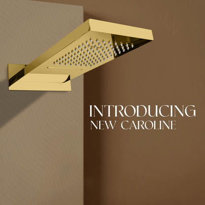 New Caroline Empire Gold Wall-Mounted Shower System – Rainfall & Waterfall Features - D&B Bathware