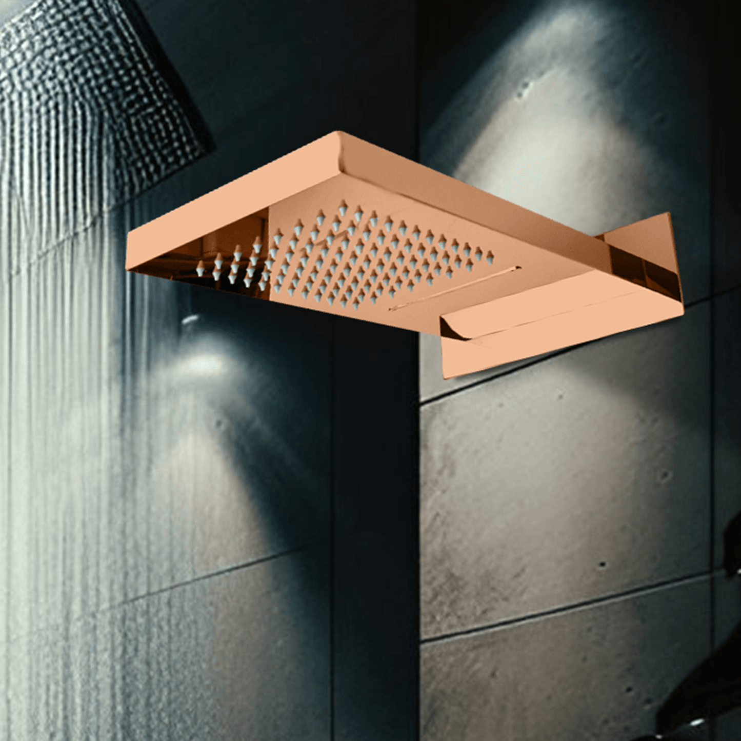 New Caroline Plushy Rose Gold Wall-Mounted Shower System – Rainfall & Waterfall Modes - D&B Bathware