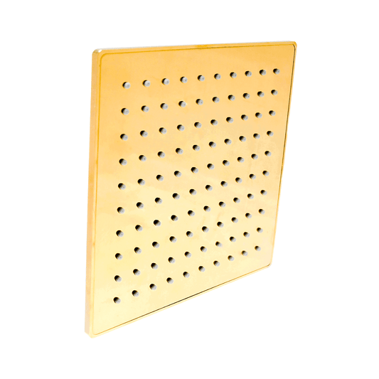 D&B Bathware Vienna Overhead Shower - Square Rain Shower Head from the Exotic Colorful Collection | Slim Design | Ideal for Bathrooms | Silicone Nozzle (Empire Gold, 10" Inch) - D&B Bathware