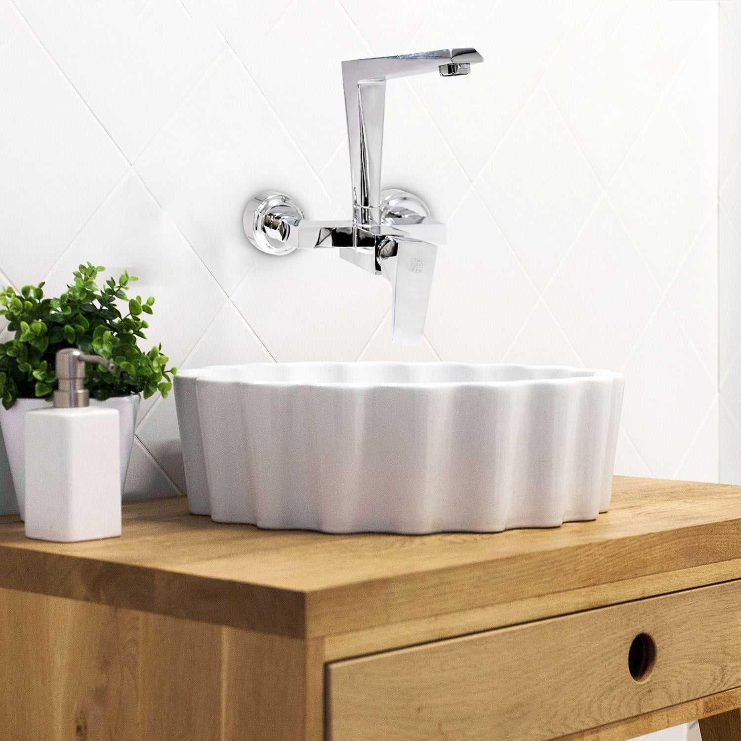 ENIGMA Brass Kitchen Sink Mixer Single Lever Wall Mounted Brass Spout Complete - D&B Bathware