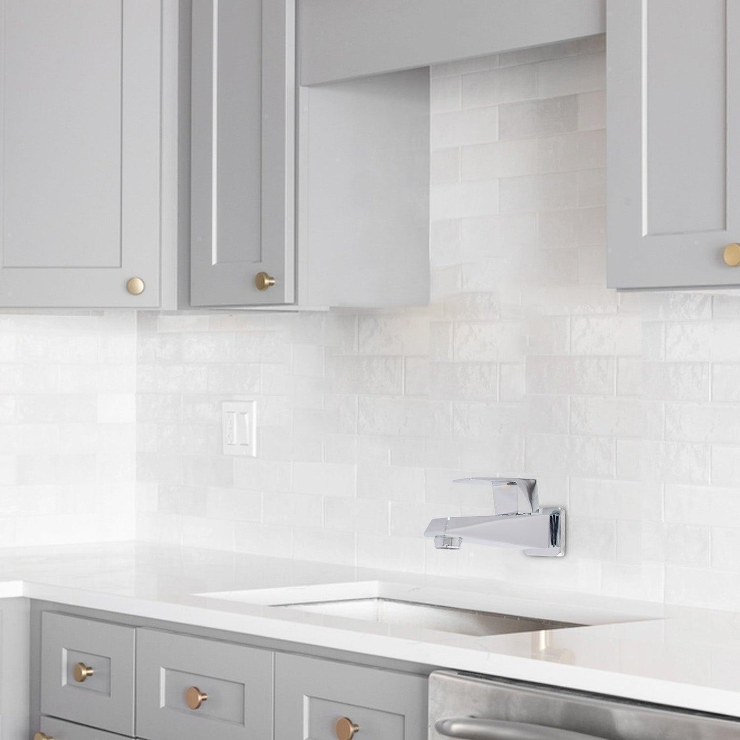 ENIGMA Brass Long Body Bib Tap – Chrome Finish for Bathroom & Kitchen Sink/Basin - D&B Bathware