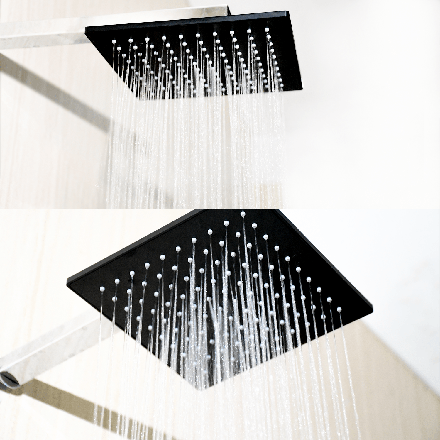 D&B Bathware Vienna Overhead Shower - Square Rain Shower Head from the Exotic Colorful Collection | Slim Design | Ideal for Bathrooms | Silicone Nozzle (Beast Black, 10" Inch) - D&B Bathware