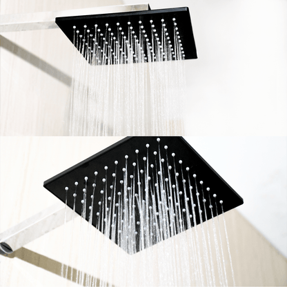 D&B Bathware Vienna Overhead Shower - Square Rain Shower Head from the Exotic Colorful Collection | Slim Design | Ideal for Bathrooms | Silicone Nozzle (Beast Black, 10" Inch) - D&B Bathware