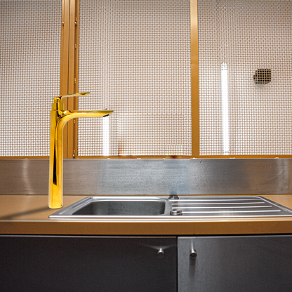 Gold Extended Tall Pillar Tap | Stylish & Durable Bathroom Tap for Modern Basins