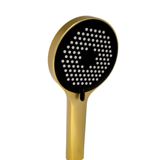Fiona Brushed Gold Handheld Shower with 1.5 Meter PVC Hose & Holder –3 Spray Settings