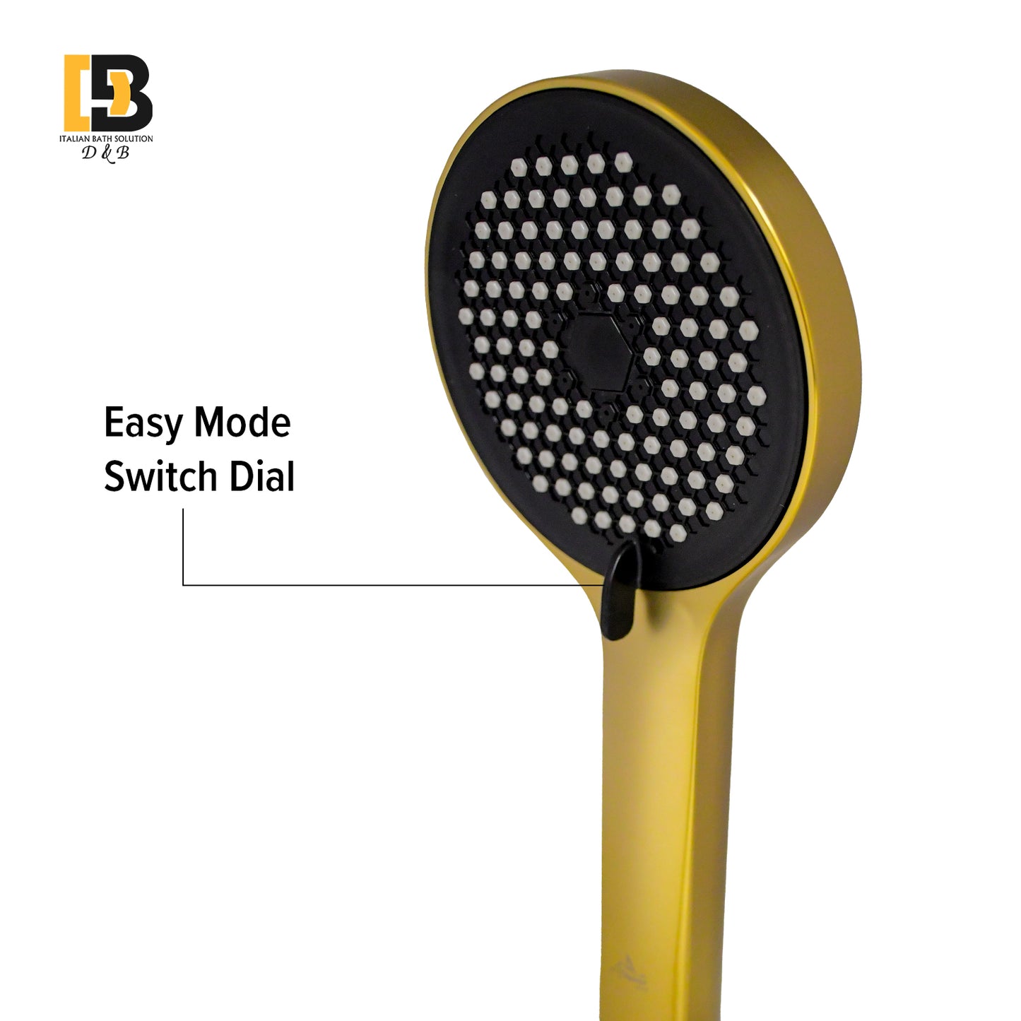 Fiona Brushed Gold Handheld Shower with 1.5 Meter PVC Hose & Holder –3 Spray Settings