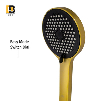 Fiona Brushed Gold Handheld Shower with 1.5 Meter PVC Hose & Holder –3 Spray Settings