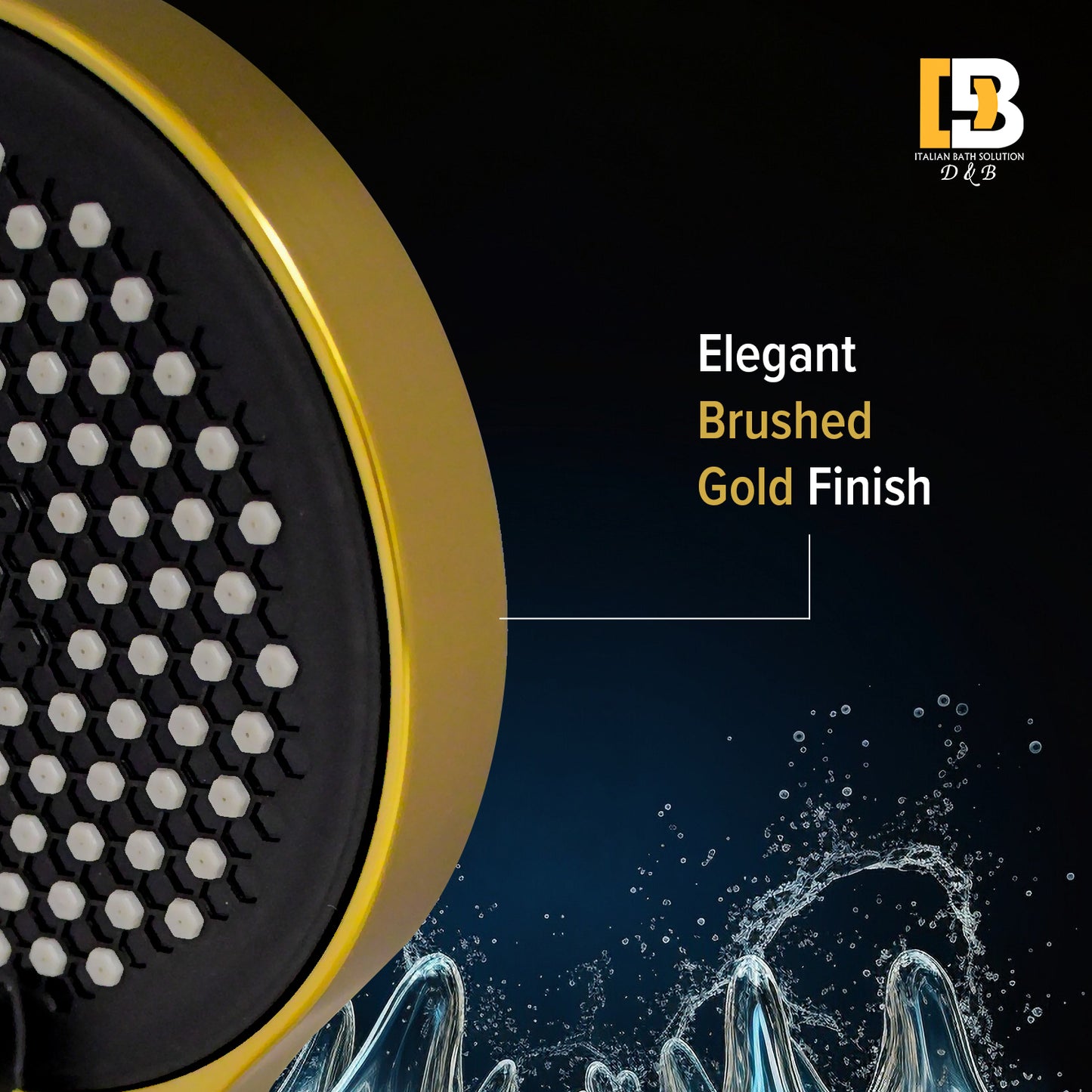 Fiona Brushed Gold Handheld Shower with 1.5 Meter PVC Hose & Holder –3 Spray Settings
