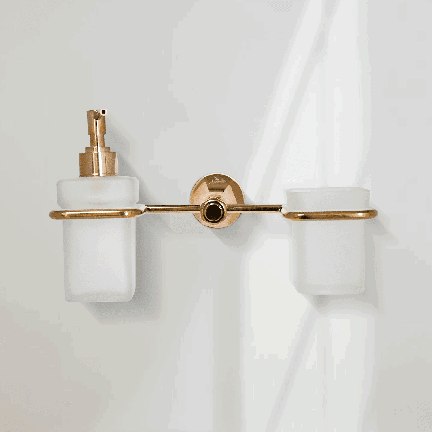Floris Liquid Dispenser + Toothbrush Rose Gold Set - Elegant Bathroom Essentials - D&B Bathware