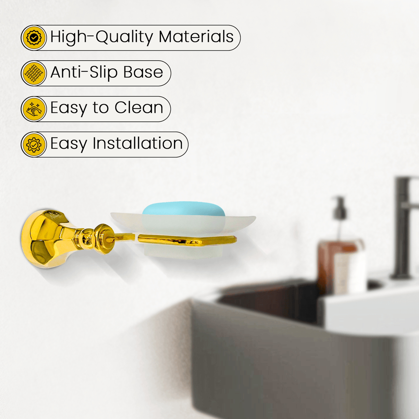 Glass Soap Dish Gold Series Floris – Stylish & Functional Luxury - D&B Bathware