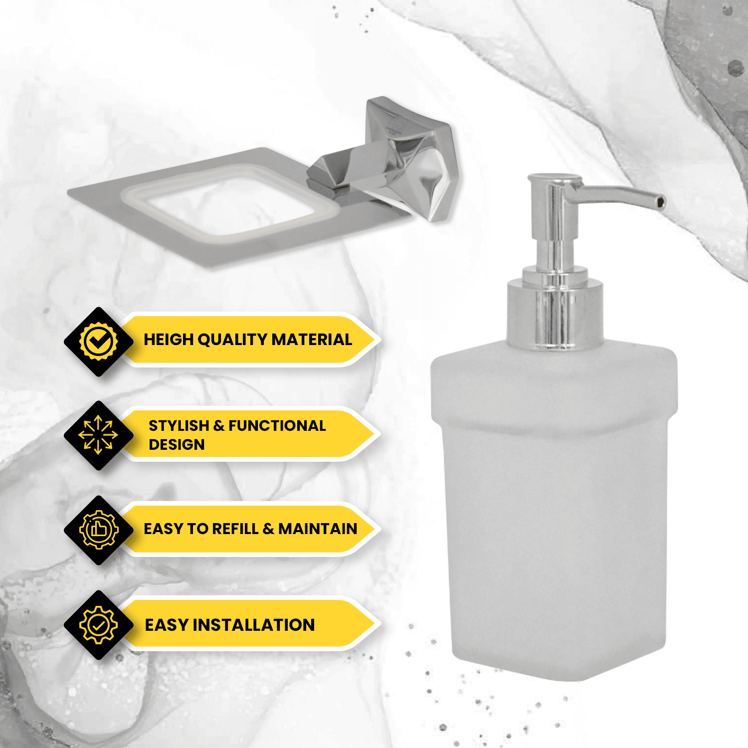 Silver Liquid Soap Dispenser for Bathroom – Stylish & Durable Soap Pump Accessory - D&B Bathware