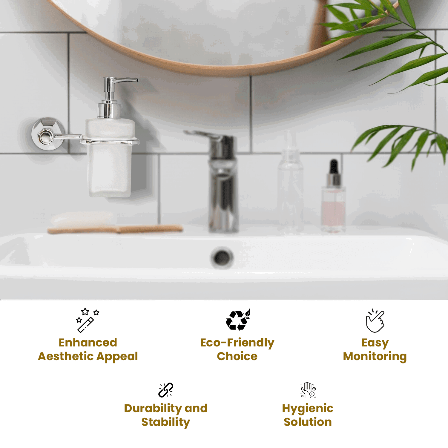 Glass Liquid Soap Dispenser Silver Series Floris – Modern & Stylish - D&B Bathware