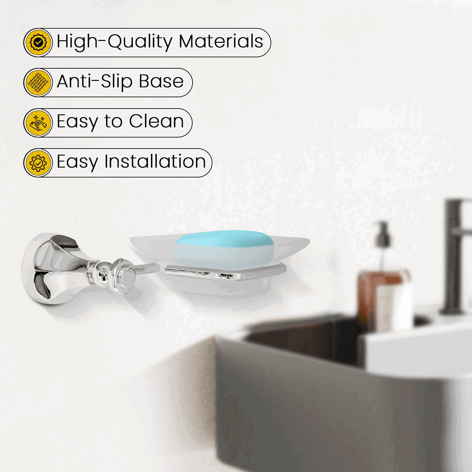 Glass Soap Dish Silver Series Floris – Elegant & Durable - D&B Bathware
