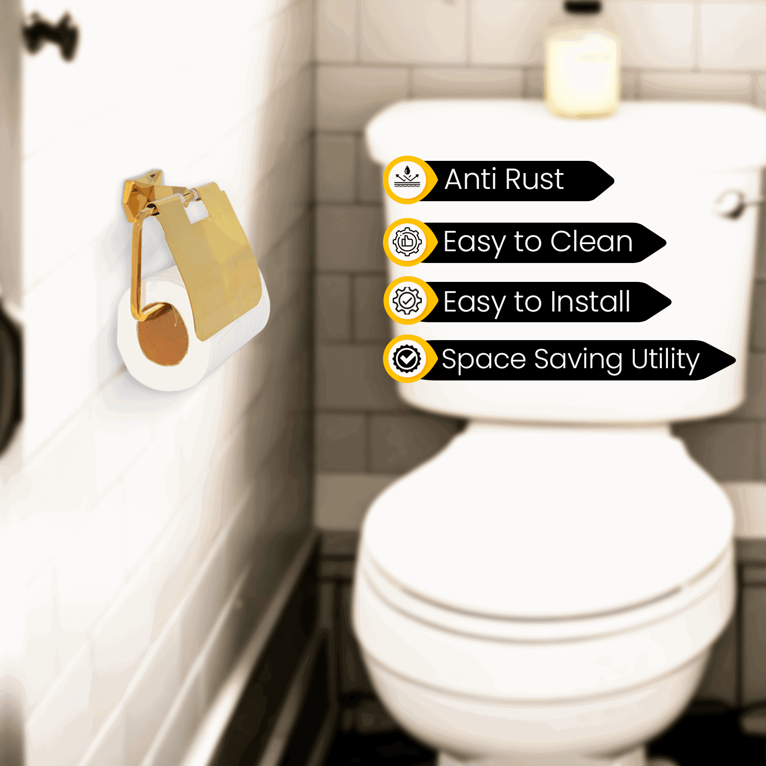 Gloria Series Gold Toilet Paper Holder - Elegant Bathware for Luxurious Bathrooms - D&B Bathware