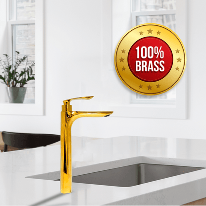 Gold Extended Tall Pillar Tap | Stylish & Durable Bathroom Tap for Modern Basins - D&B Bathware