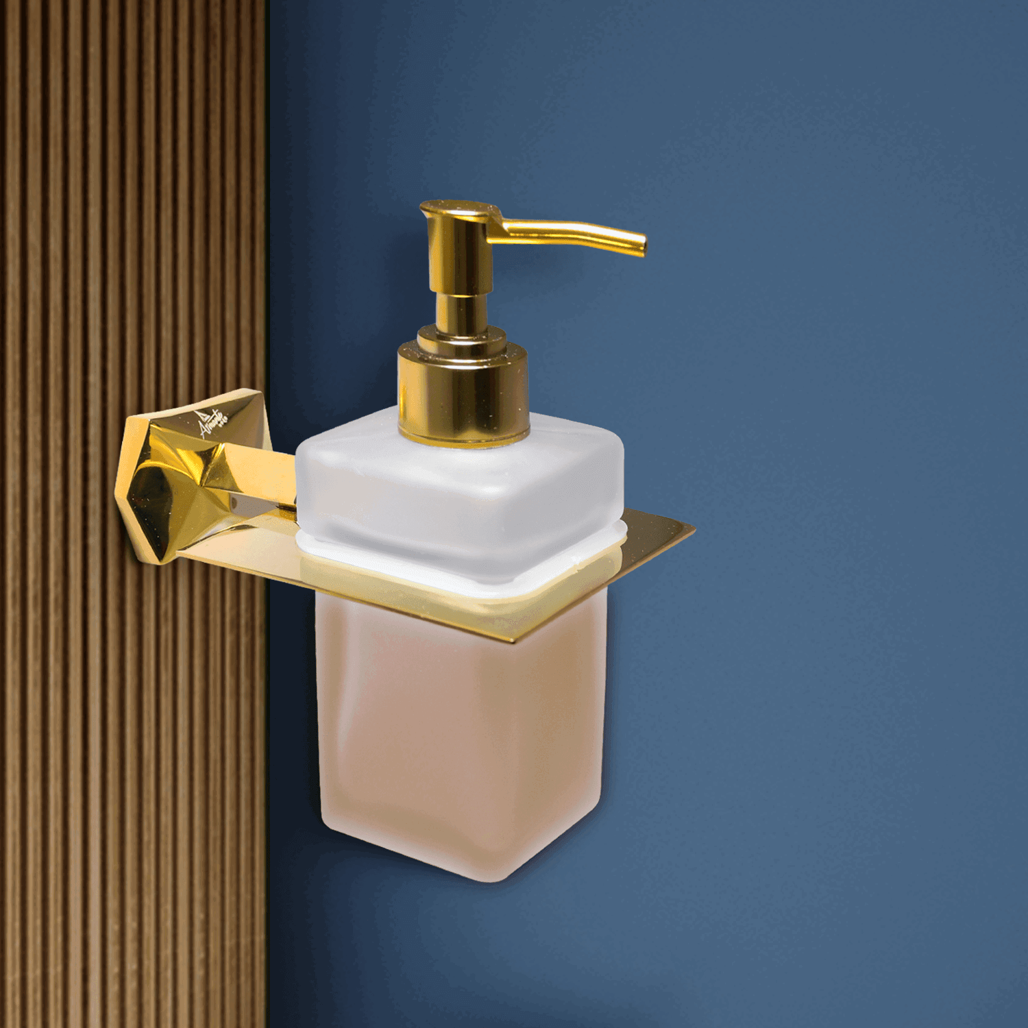 Golden Glass Liquid Soap Dispenser Gloria Series – Elegant Soap Dispenser for Bathroom & Kitchen, Luxury Design - D&B Bathware