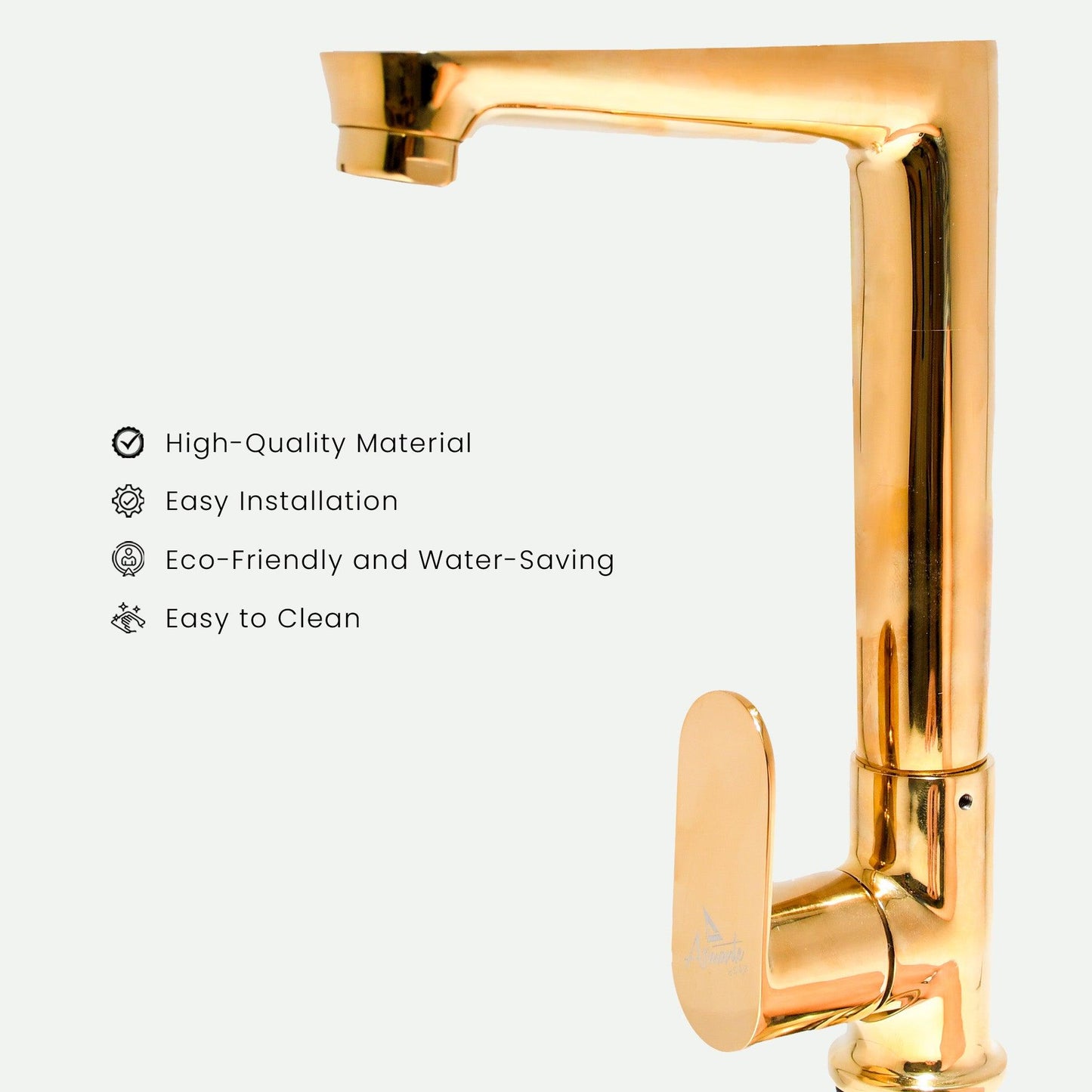 Ivano Swan Neck Gold – Premium 1180g Bathroom & Kitchen Tap - D&B Bathware