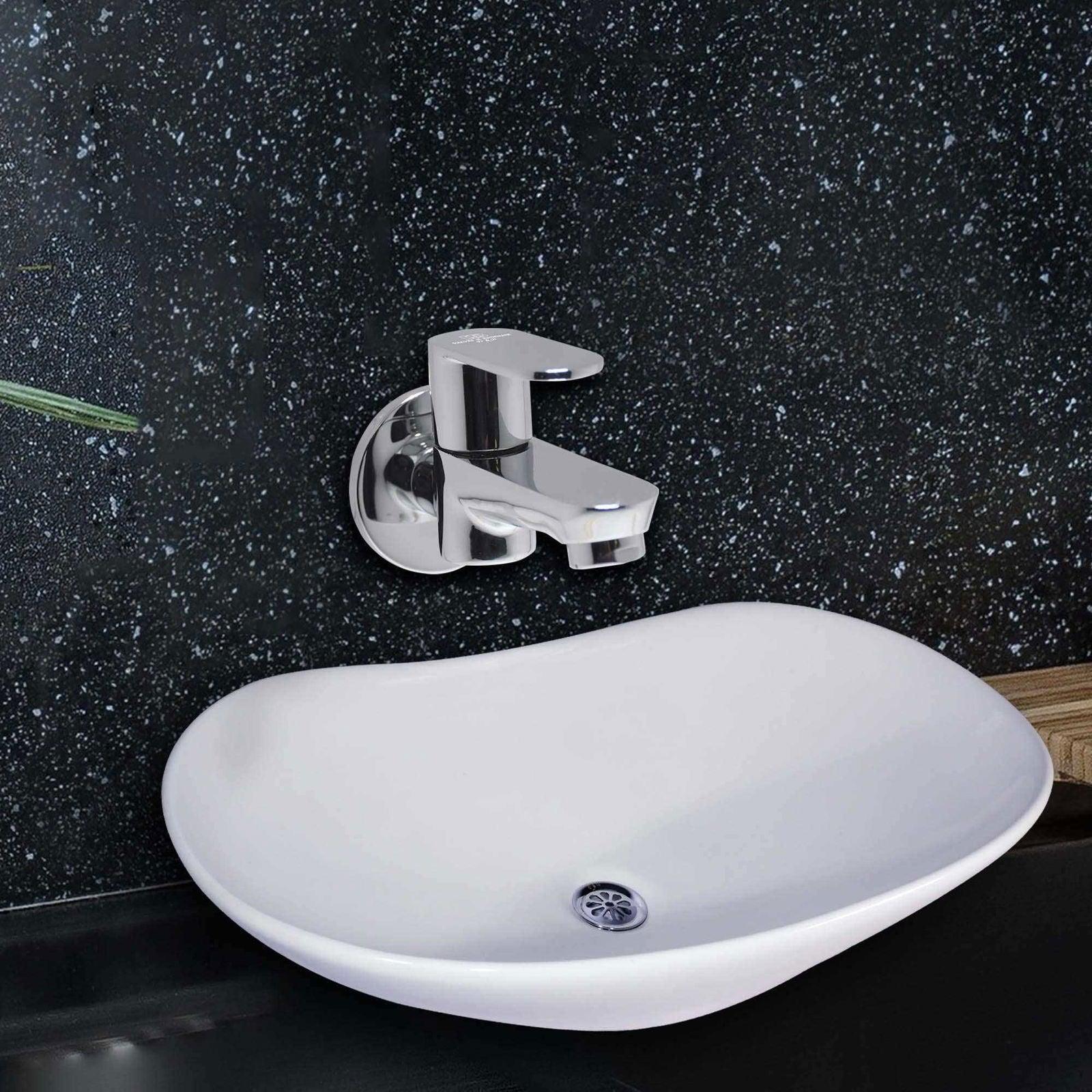 IVANO Bib Cock Brass Tap Chrome Finish With Brass Flange High Flow - D&B Bathware