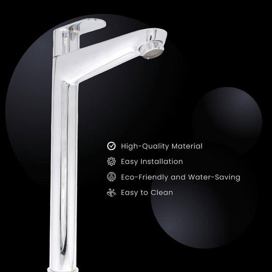 IVANO Brass Extended Tall Pillar Cock Chrome High Flow Tap | Premium Faucet for Bathroom & Kitchen - D&B Bathware