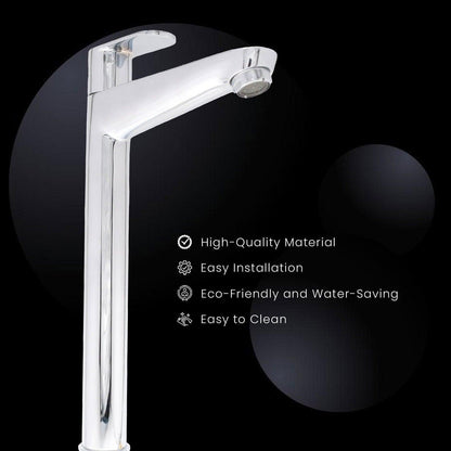IVANO Brass Extended Tall Pillar Cock Chrome High Flow Tap | Premium Faucet for Bathroom & Kitchen - D&B Bathware