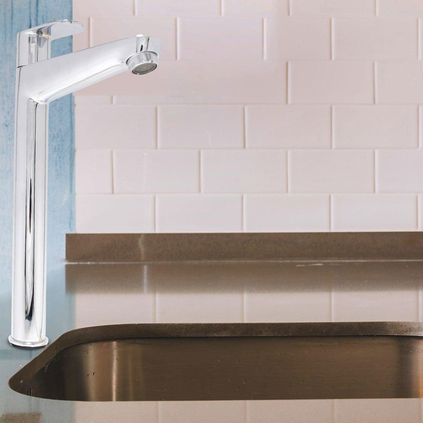 IVANO Brass Extended Tall Pillar Cock Chrome High Flow Tap | Premium Faucet for Bathroom & Kitchen - D&B Bathware