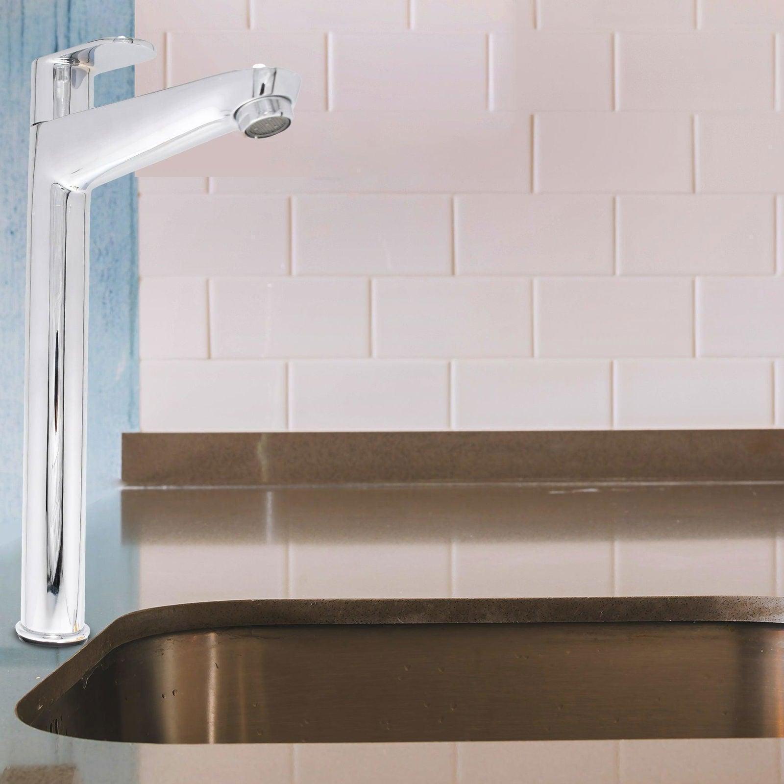 IVANO Brass Extended Tall Pillar Cock Chrome High Flow Tap | Premium Faucet for Bathroom & Kitchen - D&B Bathware