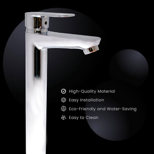 IVANO Premium Tall Basin Brass Mixer Chrome Finish Tap for Basin Hot and Cold - D&B Bathware