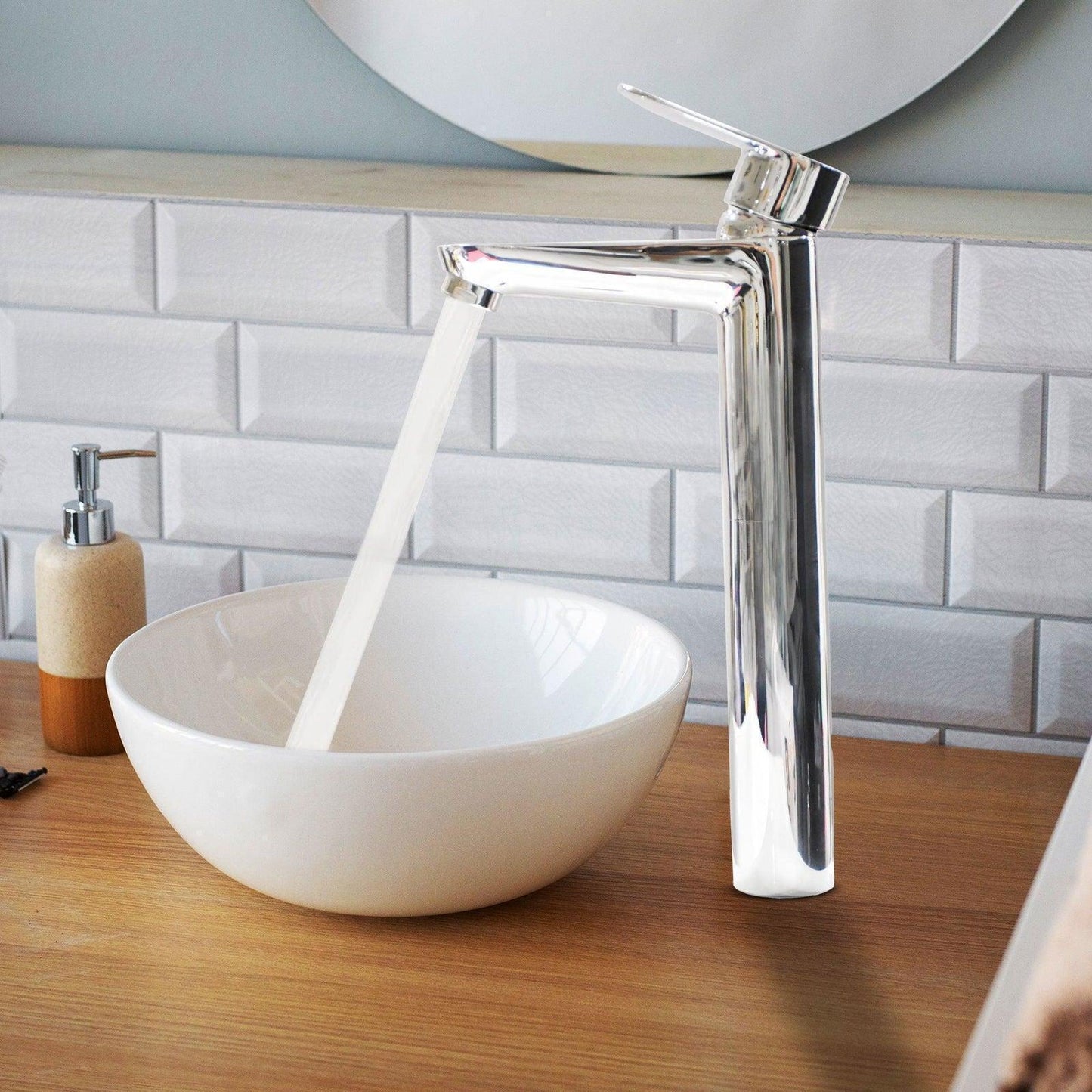 IVANO Premium Tall Basin Brass Mixer Chrome Finish Tap for Basin Hot and Cold - D&B Bathware