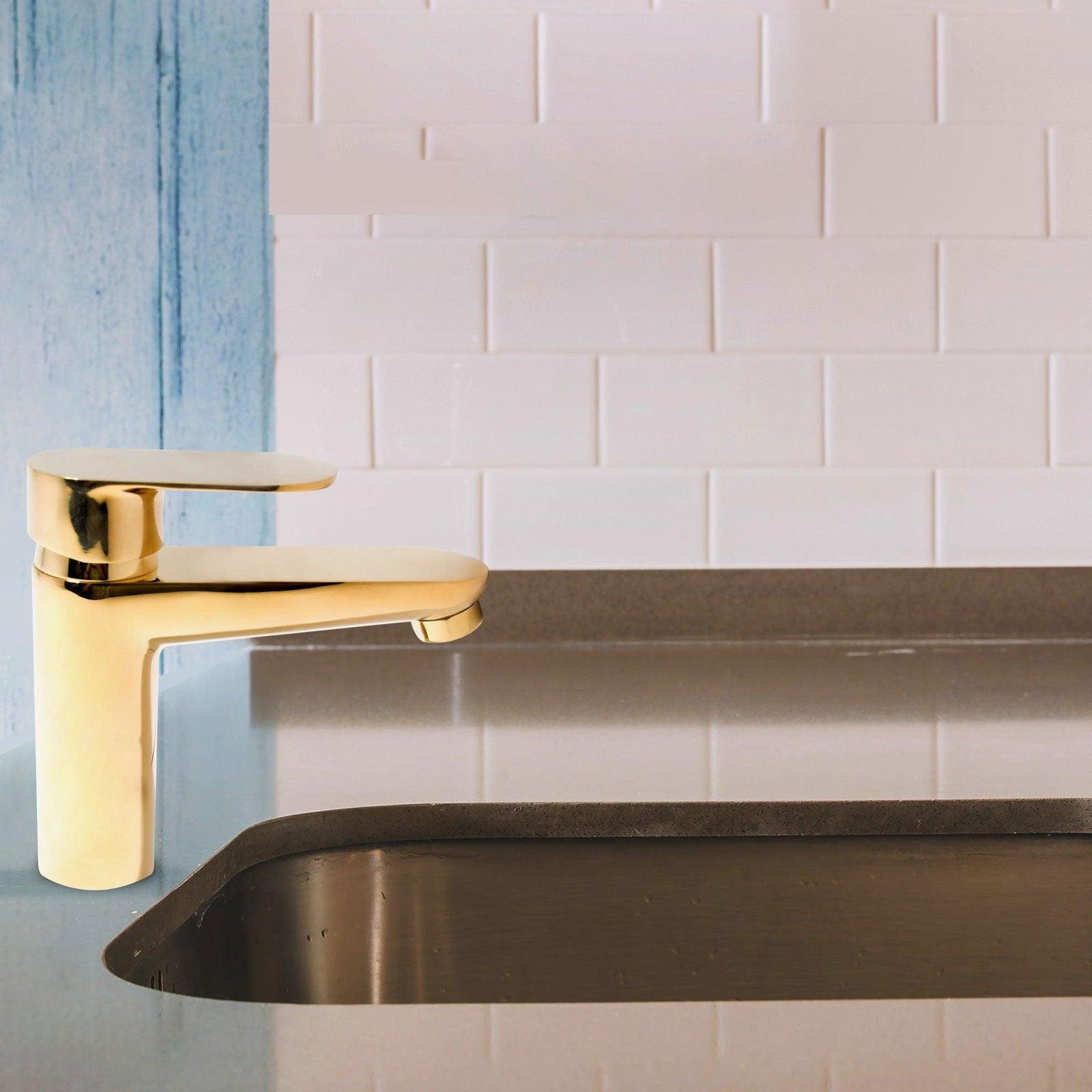 Ivano Short Basin Mixer Gold – Premium 1260g Bathroom Faucet for Luxury - D&B Bathware