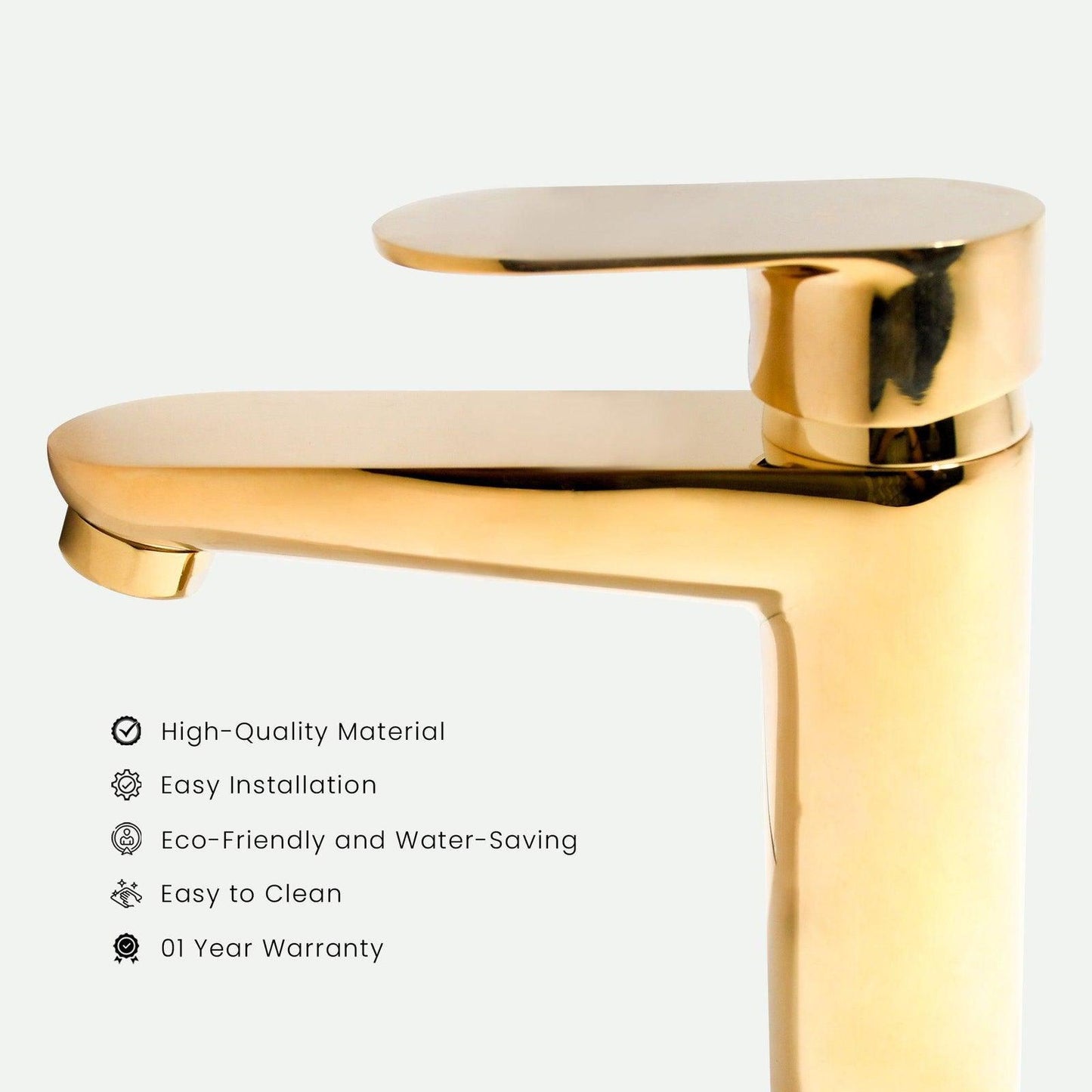 Ivano Short Basin Mixer Gold – Premium 1260g Bathroom Faucet for Luxury - D&B Bathware
