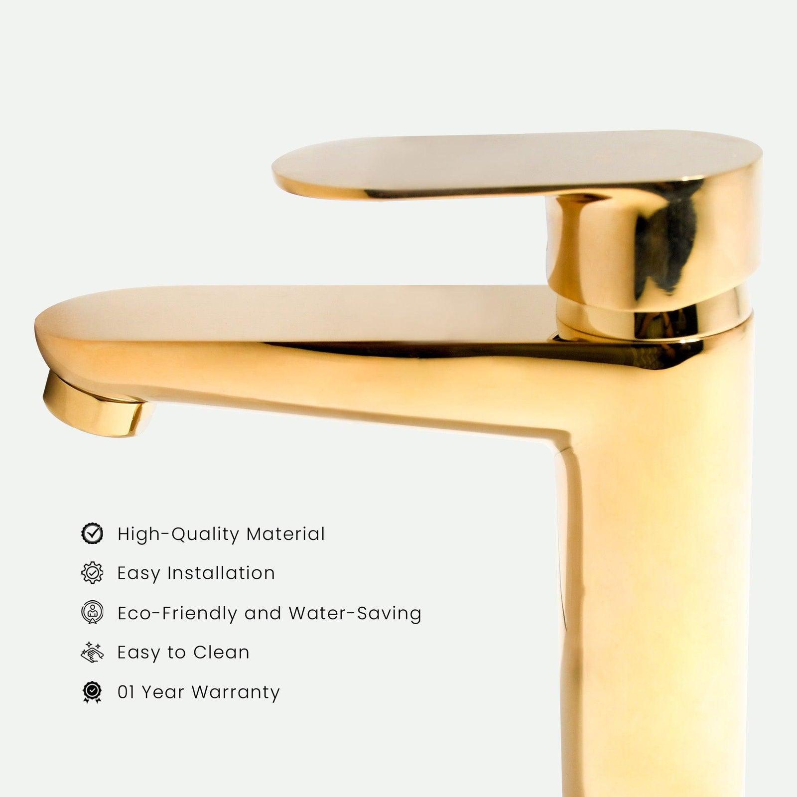 Ivano Short Basin Mixer Gold – Premium 1260g Bathroom Faucet for Luxury - D&B Bathware
