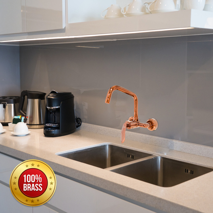 Kitchen Sink Mixer Single Lever Wall Mounted Long Pipe - Rose Gold | Elegant & Durable Kitchen Faucet