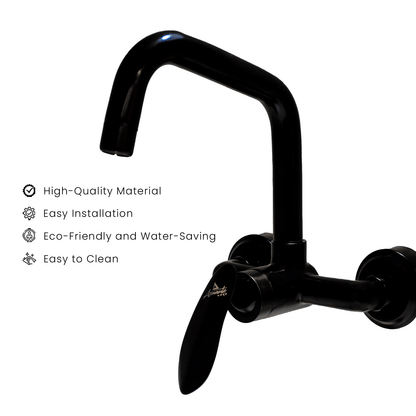 Kitchen Sink Mixer Single Lever Wall Mounted Long Pipe - Black | Durable & Modern Kitchen Faucet - D&B Bathware