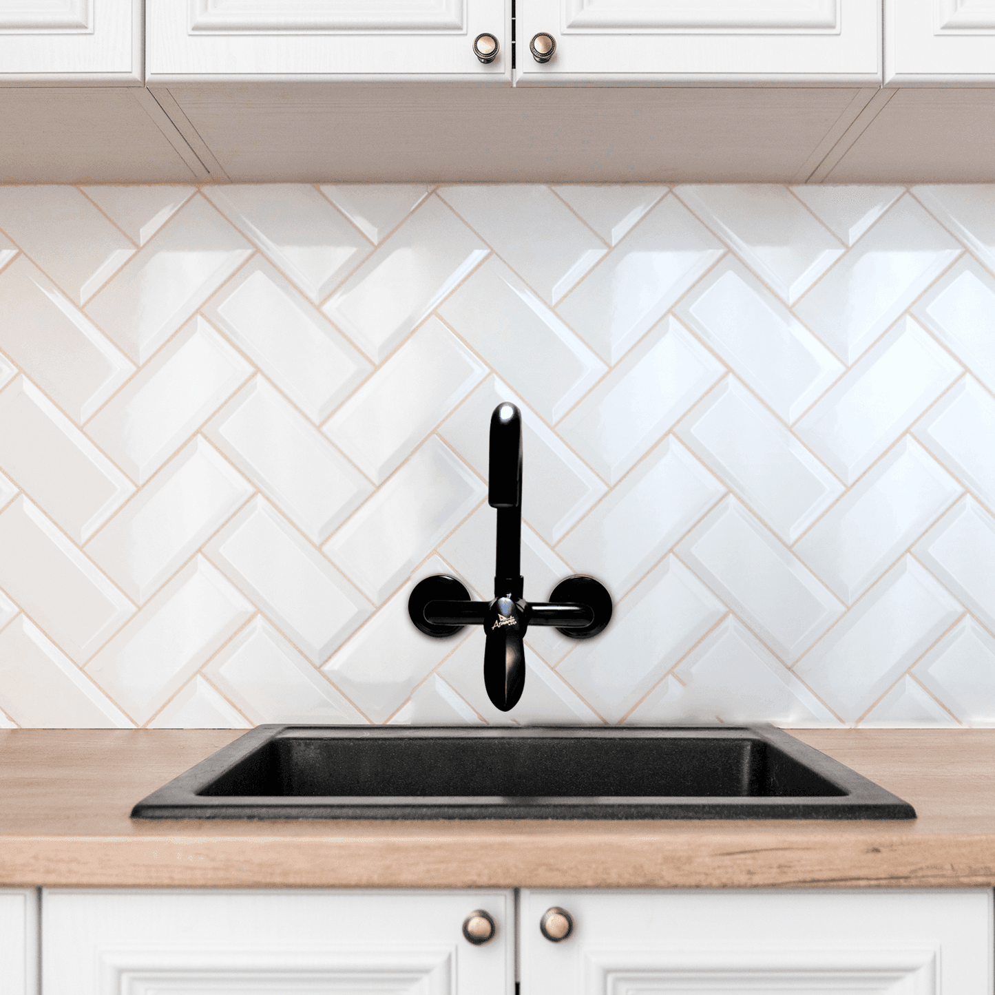 Kitchen Sink Mixer Single Lever Wall Mounted Long Pipe - Black | Durable & Modern Kitchen Faucet - D&B Bathware