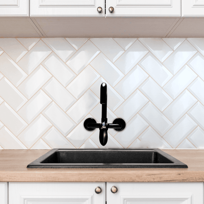 Kitchen Sink Mixer Single Lever Wall Mounted Long Pipe - Black | Durable & Modern Kitchen Faucet - D&B Bathware