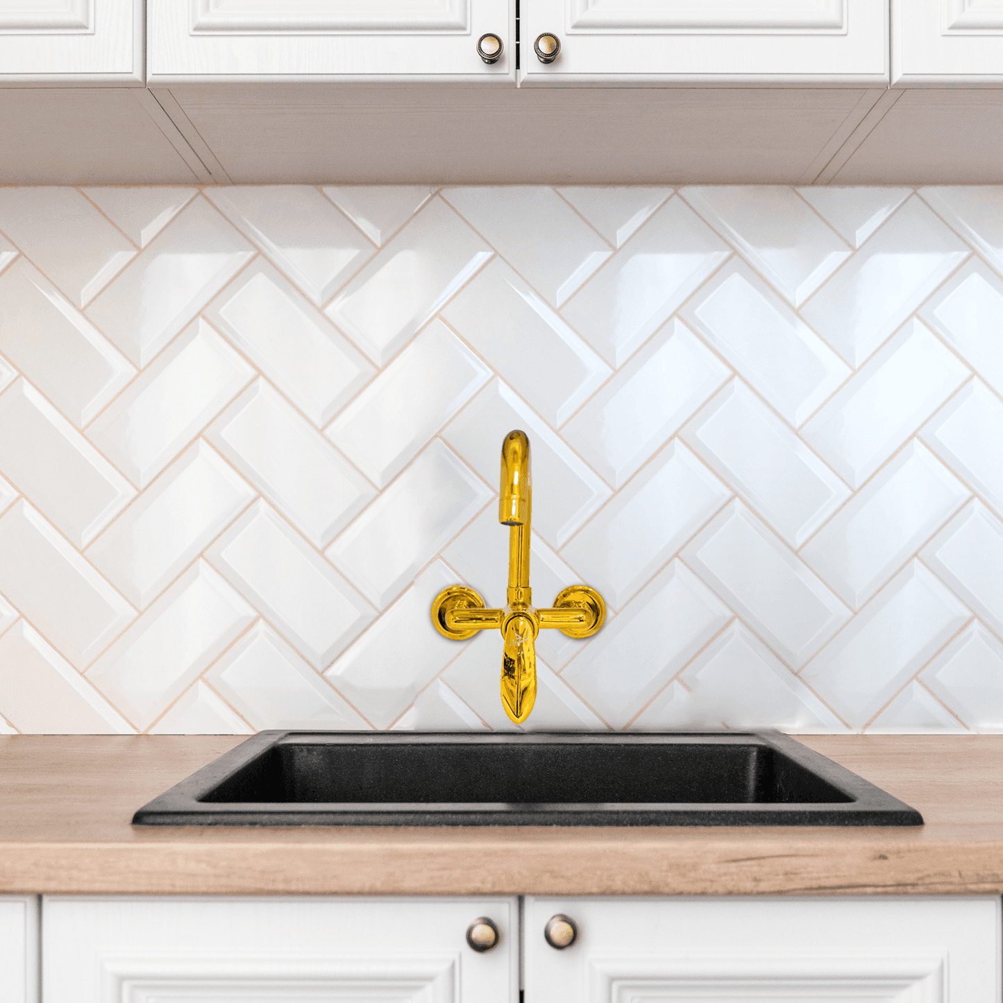 Kitchen Sink Mixer Single Lever Wall Mounted Long Pipe - Gold | Elegant & Durable Kitchen Faucet - D&B Bathware