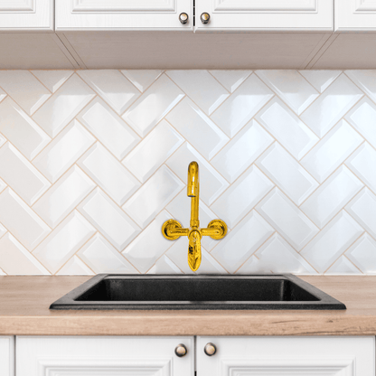 Kitchen Sink Mixer Single Lever Wall Mounted Long Pipe - Gold | Elegant & Durable Kitchen Faucet - D&B Bathware