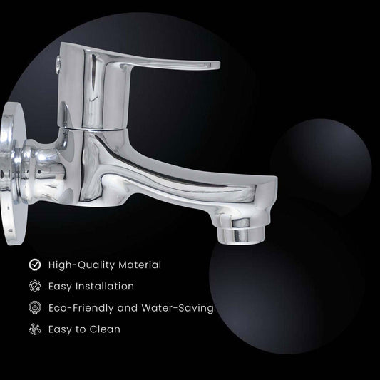 LAZZARO Bib Cock Brass Tap Chrome Finish with Brass Flange High Flow Wall-Mount - D&B Bathware
