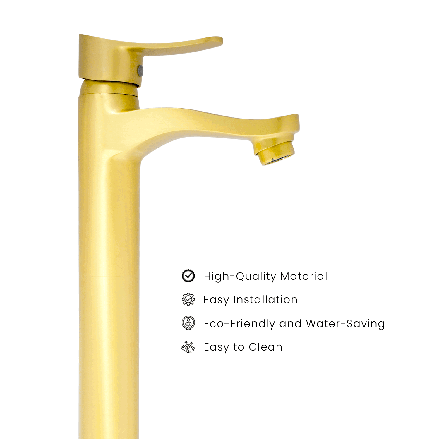 LAZZARO Brushed Gold Tall Boy Basin Mixer – Elegant & High-Performance Bathroom Faucet - D&B Bathware
