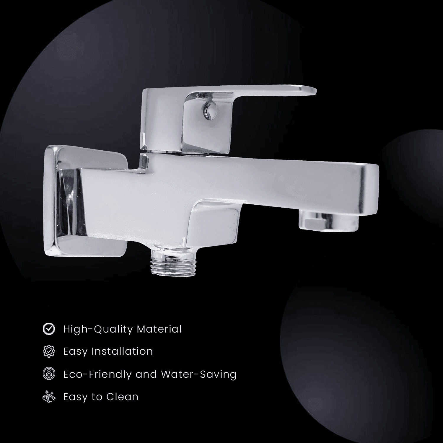 LEAF 2 Way Brass Bib Cock Tap Ideal for Bathroom, Kitchen Chrome Finish Bib Tap Faucet (Wall Mount Installation Type) - D&B Bathware