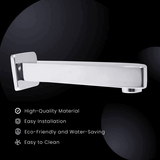 LEAF Brass Bath Spout Tap| Chrome Finish Faucet With Brass Flange Bathtub Filler Faucet Set - D&B Bathware