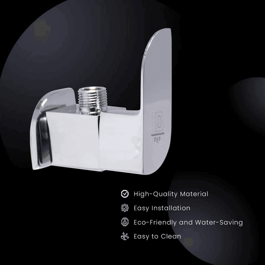 LEAF Brass Bib Cock Tap Chrome Finish Brass Flange| Ideal for Bathroom & Kitchen Angle Valve Faucet (Wall Mount Installation Type) - D&B Bathware