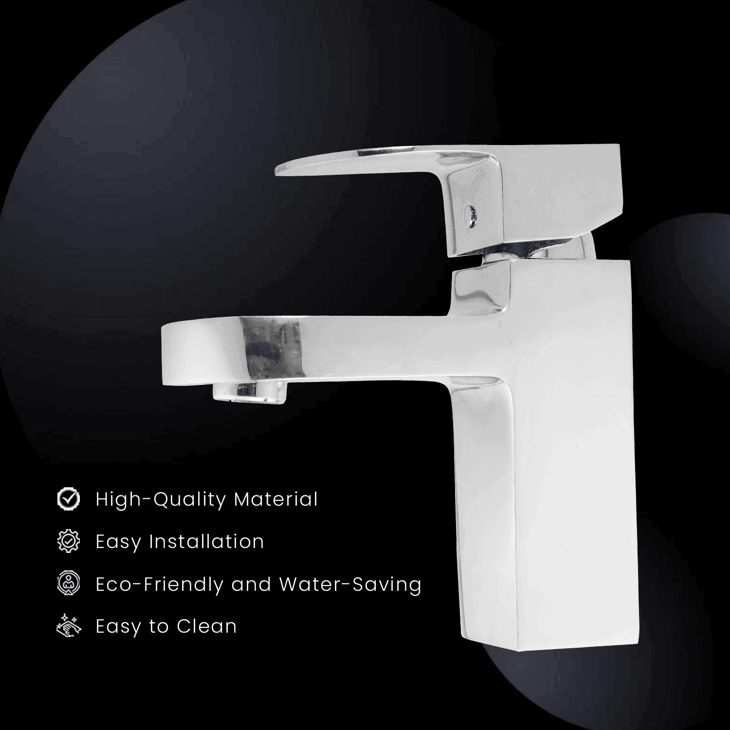 LEAF VIVENTE Brass Short Boy Basin Mixer Tap - Form Flow Faucet Ideal for Basin/Sink Mixer Faucet (Centerset Installation Type) - D&B Bathware