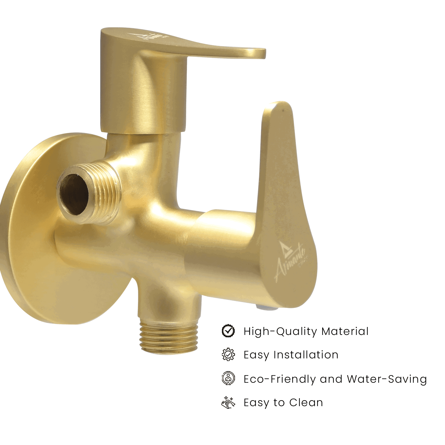 Lazzaro Brushed Gold 2 Way Angle Valve - Stylish & Durable Bathroom Valve - D&B Bathware