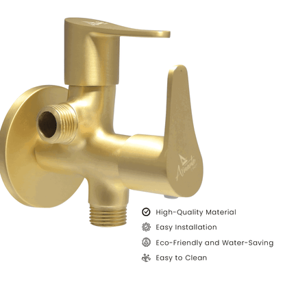 Lazzaro Brushed Gold 2 Way Angle Valve - Stylish & Durable Bathroom Valve - D&B Bathware