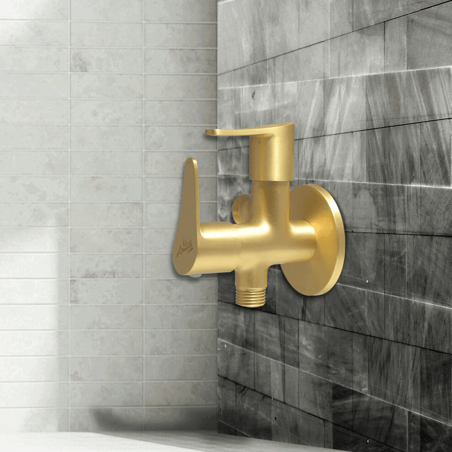 Lazzaro Brushed Gold 2 Way Angle Valve - Stylish & Durable Bathroom Valve - D&B Bathware
