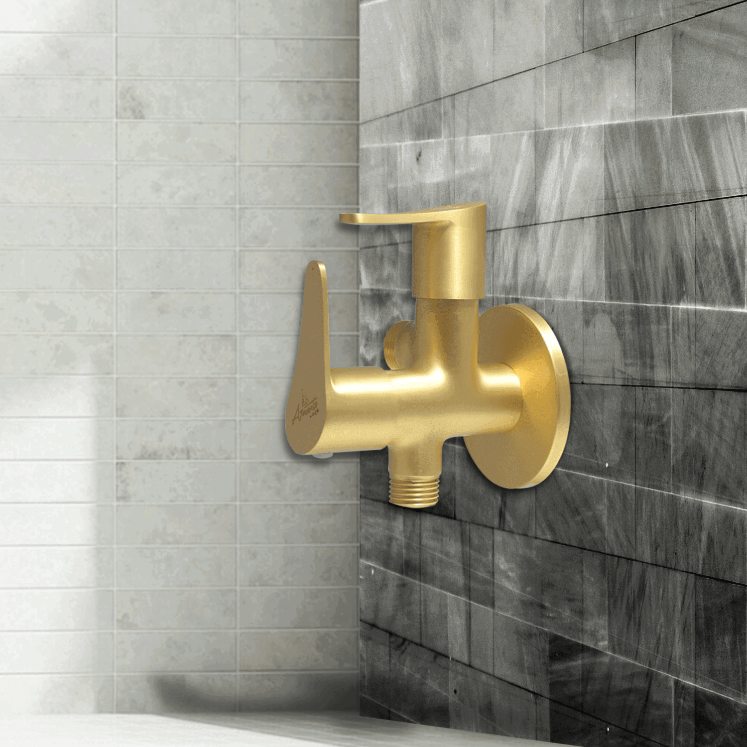 Lazzaro Brushed Gold 2 Way Angle Valve - Stylish & Durable Bathroom Valve - D&B Bathware