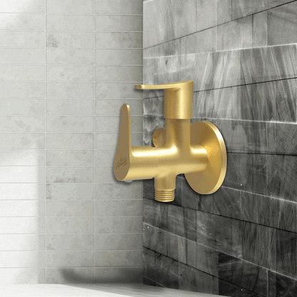 Lazzaro Brushed Gold 2 Way Angle Valve - Stylish & Durable Bathroom Valve - D&B Bathware